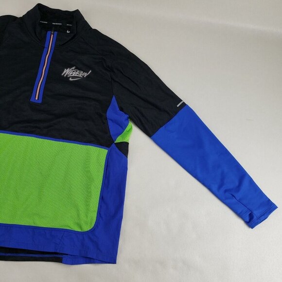 Nike Dri-Fit Wild Run Jacket Mens XL Black Half Zip Graphic Lightweight 90s Top - Picture 2 of 12